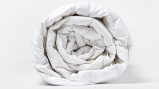 A white blanked rolled up.