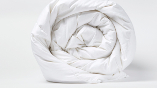 A white blanket rolled up.